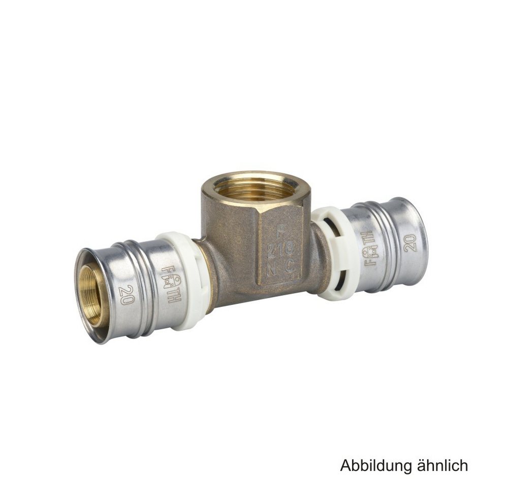 Fränkische Rohrwerke Wasserrohr Alpex T-Stück mit Innengewinde Messing, 26 mm x Rp 3/4" x 26 mm von Fränkische Rohrwerke
