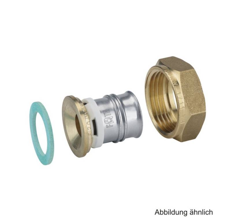 Fränkische Rohrwerke Wasserrohr Alpex Übergangsverschraubung Messing flachdichtend, 26 mm x G 1 1/2" von Fränkische Rohrwerke