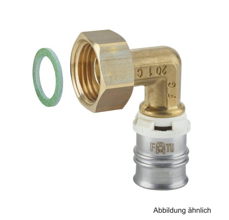 Fränkische Rohrwerke Wasserrohr Alpex Winkel-Übergangsverschraubung Messing flachdichtend, 26 mm x G 1 von Fränkische Rohrwerke