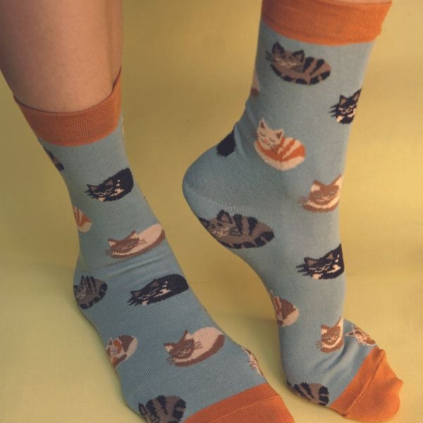 Fräulein Prusselise Katzenbande Socke, cat, kitty, cosy, bunt gemustert von Fräulein Prusselise
