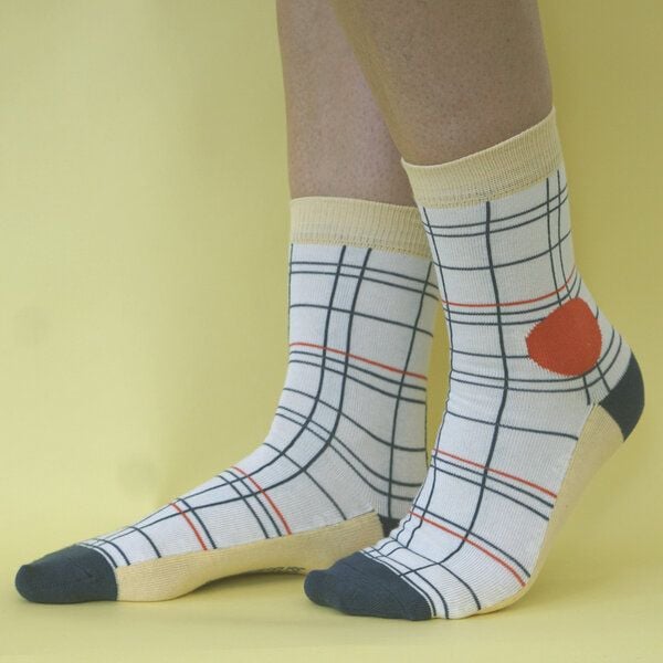 Fräulein Prusselise karierte Socken Checks, karo, blau, tennis, bunt gemustert von Fräulein Prusselise