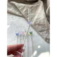 Glasstrohhalm Mit Einem Schmetterling - Strohhalm Wiederverwendbare Motiv Trinkglas Zubehör Glasstrohhalm Mit Einem Schmetterling - Strohhalm Wiederverwendbare Motiv Trinkglas Zubehör von FraeuleinAnnKathrin
