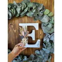 Flower Letter Personalisiert Mit Name, Holzbuchstabe Name Und Trockenblumen, Kinderzimmerdeko, 3D Buchstabe, Taufgeschenk, Trockenblumen von FraeuleinBelle