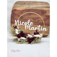 Personalisierter Trockenblumenkranz Zum Hinstellen | Hochzeitsgeschenk Deko Mit Namen Boho Stil Geschenk Zur Verlobung Handgemacht von FraeuleinBelle