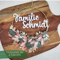Trockenblumenkranz Mit Eukalyptus | Natürliche Hochzeitsdeko Diy Personalisierbarer Kranz Blumen Und Namen Handgemachter Türkranz von FraeuleinBelle