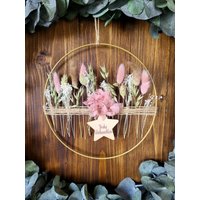 Trockenblumenkranz Weihnachten Personalisierbar, Boho Türkranz Stern, Weihnachtsdeko Fensterkranz, Winterkranz Gold Trockenblumen Mit Namen von FraeuleinBelle