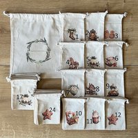 Weihnachtskalender Aus 24 Säckchen Mit Motiv Zum Selbst Befüllen Inkl. Personalisierbaren Geschenkbeutel, Adventskalender von FraeuleinFred