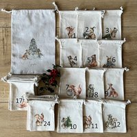 Weihnachtskalender Aus 24 Säckchen Mit Motiv Zum Selbst Befüllen Inkl. Personalisierbaren Geschenkbeutel, Adventskalender von FraeuleinFred