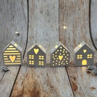 Lichterkette Häuschen, Hygge Dekoration, Lichterkettendeko von FraeuleinLottie