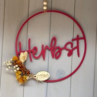 Personalisierbarer Herbst Loop | Deko-Ring Mit Trockenblumen Handgemacht Aus Pla Tür - & Wanddekoration von FraeuleinLottie