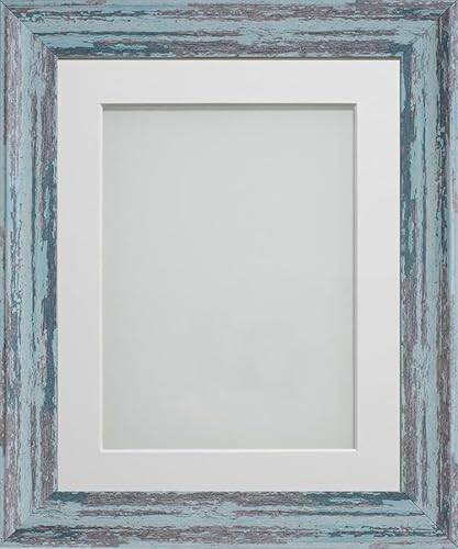 Frame Company Lynton Bilderrahmen, rustikal, mit Passepartout, 22,9 x 17,8 cm, für 20,3 x 15,2 cm, Plexiglas, Blau von Frame Company