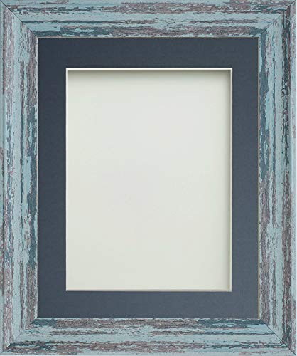 Frame Company Lynton Bilderrahmen, rustikal, mit blauem Passepartout, 25,4 x 20,3 cm, für 17,8 x 12,7 cm, Plexiglas, Blau von Frame Company