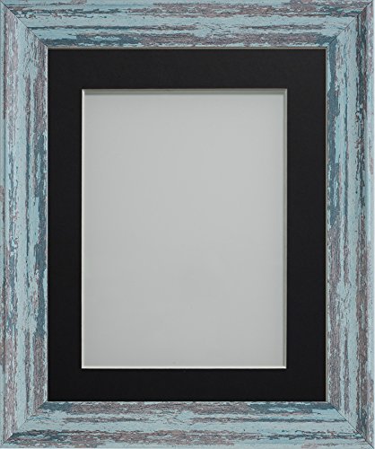 Frame Company Lynton Bilderrahmen, rustikal, mit schwarzem Passepartout, 22,9 x 17,8 cm, für 20,3 x 15,2 cm, Plexiglas, Blau von Frame Company