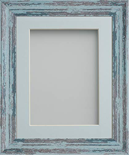 Frame Company Lynton Bilderrahmen, rustikaler Stil, mit hellblauem Passepartout, 22,9 x 17,8 cm, für 15,2 x 10,2 cm, Plexiglas von Frame Company