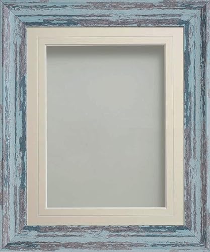 Frame Company Lynton Bilderrahmen mit V-Nut-Passepartout, 22,9 x 17,8 cm, für 20,3 x 15,2 cm, Plexiglas, rustikal, Blau von Frame Company