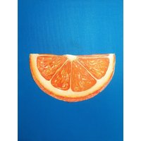 Essen Stillleben Gemälde Kunstdruck, Orangenscheibe, 18x24 Druckplakat von FrameDope
