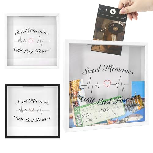FramePro 30x30 3D Bilderrahmen Schattenbox mit Glasscheibe Ticketstummel Reise Abenteuer Archivbox Reise Liebe Weiß von FramePro