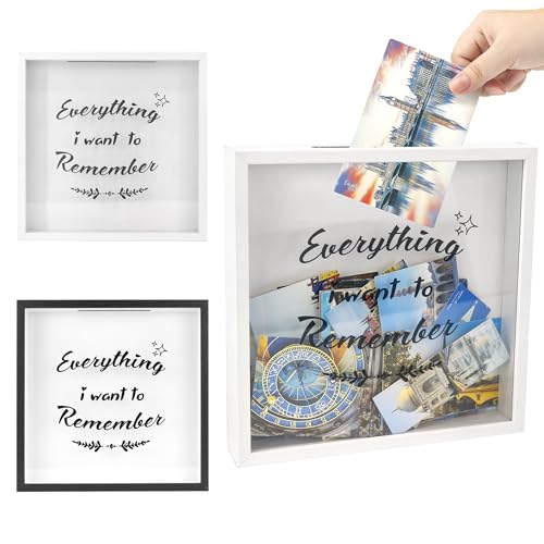 FramePro 30x30 3D Bilderrahmen Schattenbox mit Glasscheibe Ticketstummel Reise Abenteuer Archivbox Reise Stern Weiß von FramePro