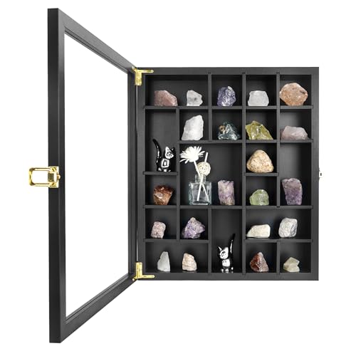 FramePro Felsen Bilderrahmen Vitrine Kristall Shadow Box 35x40cm 3D Rahmen zum Befüllen Tiefer Aufbewahrungsboxen Glasscheibe Holz Objektrahmen 13,5x16 - Schwarz von FramePro