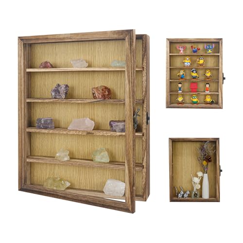 FramePro Große Schattenbox Vitrine Rahmen mit Glasfenstertür 3D Bilderrahmen Erinnerungsstücke Medaillen Erinnerungsbox für Andenken - Braun(28 * 35,5cm) von FramePro
