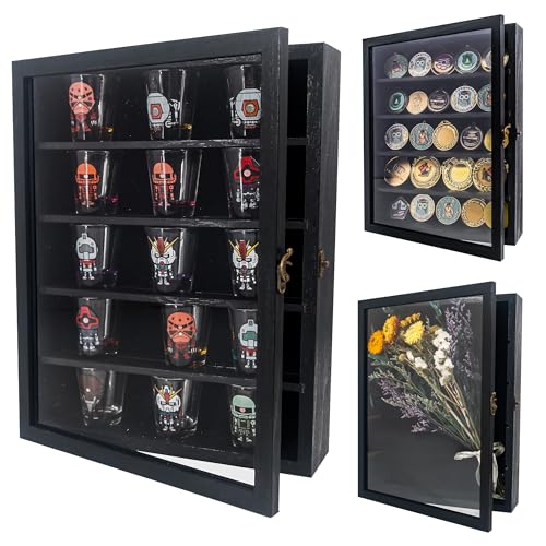 FramePro Große Schattenbox Vitrine Rahmen mit Glasfenstertür 3D Bilderrahmen Erinnerungsstücke Medaillen Erinnerungsbox für Andenken - Schwarz(28 * 35,5cm) von FramePro