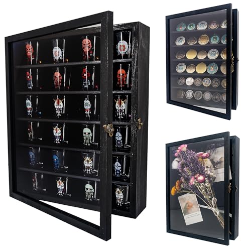 FramePro Große Schattenbox Vitrine Rahmen mit Glasfenstertür 3D Bilderrahmen Erinnerungsstücke Medaillen Erinnerungsbox für Andenken - Schwarz(30*41cm) von FramePro