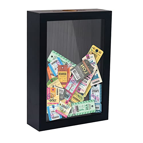 FramePro Ticket Shadow Box Top Loading Vitrine Rahmen mit Schlitz auf der Oberseite, anpassbares DIY süßes Geschenk, Sportveranstaltungen, Konzerttickets, Getränke-Bierdeckel, Schwarz 13 x 18 cm von FramePro
