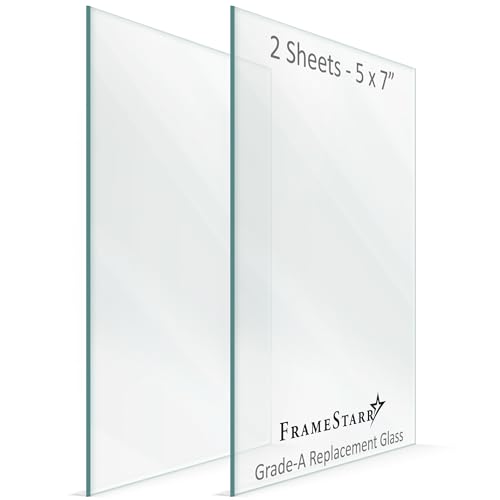 FrameStarr - 12,7 x 17,8 cm Glas - kristallklar, 2 Stück - Ersatzglas für 12,7 x 17,8 cm Bilderrahmen - echte Deckblätter von FrameStarr