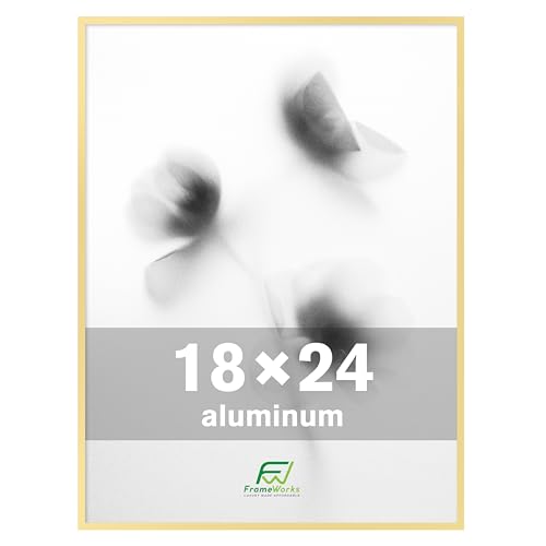 FrameWorks Poster-Bilderrahmen aus gebürstetem Aluminium mit Plexiglas, 45,7 x 61 cm, goldfarben, 1 Stück FrameWorks Poster-Bilderrahmen aus gebürstetem Aluminium mit Plexiglas, 45,7 x 61 cm, goldfarben, 1 Stück von FrameWorks