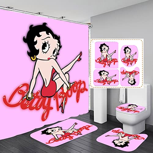 Frameless Betty Badezimmer 4-teiliges Set Duschvorhang, WC-Deckelbezug und Badematte, rutschfeste Teppiche, langlebig und wasserdicht, für Badezimmer-Dekor-Set, 182,9 x 182,9 cm Frameless Betty Badezimmer 4-teiliges Set Duschvorhang, WC-Deckelbezug und Badematte, rutschfeste Teppiche, langlebig und wasserdicht, für Badezimmer-Dekor-Set, 182,9 x 182,9 cm von Frameless