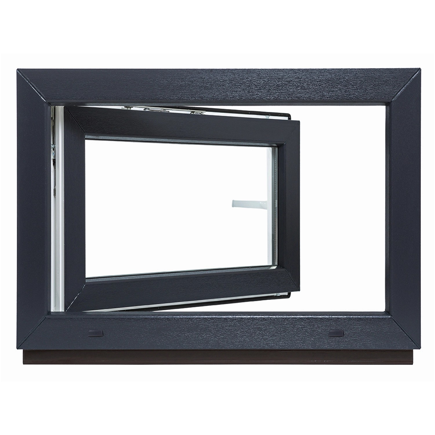 Framelux Kunststofffenster Proline Anthrazit 2-Fach Verglasung 700 x 700 mm Linksanschlag von Framelux
