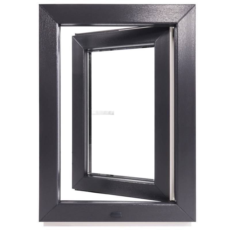 Framelux Kunststofffenster Proline Anthrazit 3-Fach Verglasung 600 x 1100 mm Linksanschlag von Framelux