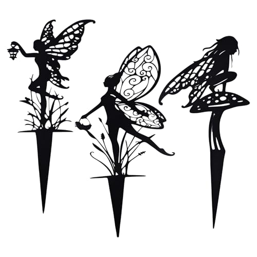 Framendino, 3 Stück Gartendekoration Fee Metall Blume Fee Statuen für Outdoor Terrasse Hof Topf Rasen Weg Zuhause Framendino, 3 Stück Gartendekoration Fee Metall Blume Fee Statuen für Outdoor Terrasse Hof Topf Rasen Weg Zuhause von Framendino