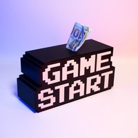 Game Start Retro Arcade Savings Box 3D Printed - Unique Gamer Money Bank Perfect Video Decor & Gift For Gaming Enthusiasts, Nerd von Framepox