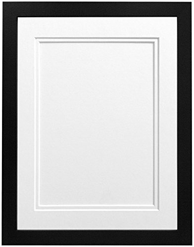 Frames by Post H7 Bilderrahmen Rahmen mit Weiß Doppel-Passepartout für Bildgröße 10 x 15 cm, schwarz, a4-p, Holz, schwarz, 12 x 10 Image Size 10 x 8 inch von Frames by Post