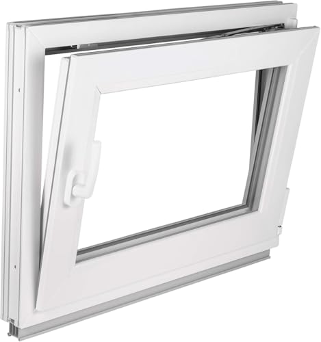 Premium Kellerfenster Von Fenstiger - Kunststofffenster Weiß BxH 1040 x 400 mm - Garagenfenster/Gartenhaus Fenster BxH 104 x 40 cm 2-fach Verglast - Din Rechts- Funktion Dreh Kipp Fenster-Alle Größen von Framex