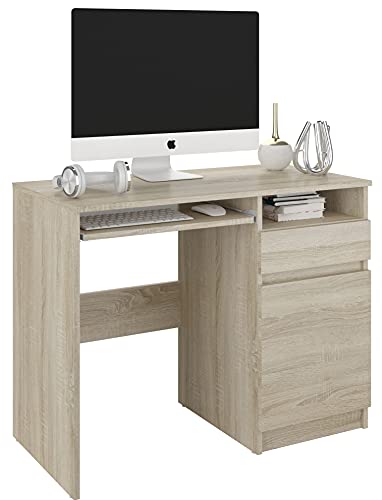 Framire N-35 Schreibtisch in Sonoma Eiche, Computertisch mit 1 Schubladen, Schreibtisch für Schlafzimmer, Wohnzimmer, Studio, 96 x 50 x 76 cm… von Framire