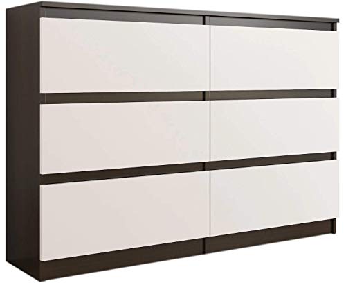 Framire R-120 Kommode in Eiche Wenge Mix Weiß, Kommode mit 6 Schubladen, Schrank für Schlafzimmer, Wohnzimmer, Bad, 120 x 76 x 31 cm von Framire