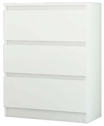 Framire R-3 Kommode in Weiß, Kommode mit 3 Schubladen, Schrank für Schlafzimmer, Wohnzimmer, Bad, 76 x 70 x 40 cm von Framire