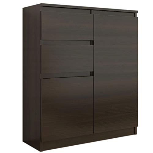 Framire S-2 Kommode in Wenge Eiche, Kommode mit 2 Schubladen, 2 Türen, Schrank für Schlafzimmer, Wohnzimmer, Bad, 98 x 80 x 40 cm von Framire