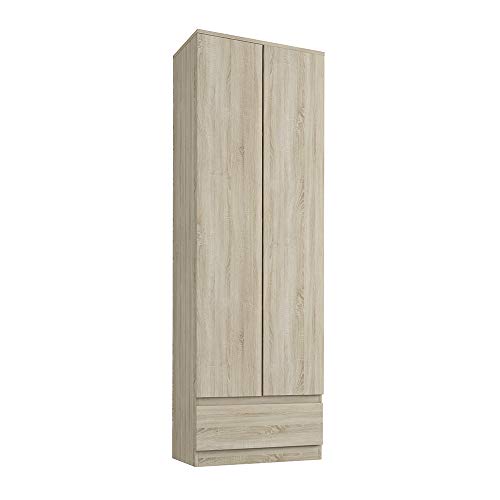 Framire B-4 Kleiderschrank in Sonoma Eiche, 2-türiger Kleiderschrank, 1 Schublade, 4 Regale, Kleiderschrank für das Schlafzimmer, Wohnzimmer, Flur, 180 x 60 x 35 cm von Framire