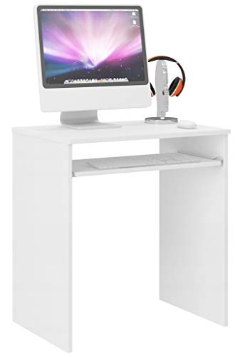 Framire N-1 Schreibtisch weiß, Schreibtisch mit Tastaturablage, Schreibtisch für Schlafzimmer, Wohnzimmer, Studio, 70 x 50 x 76 cm von Framire