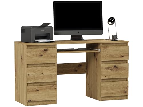 Framire N-32 aristan Schreibtisch, Computertisch mit 6 Schubladen, Schreibtisch für Schlafzimmer, Wohnzimmer, Studio, 140 x 50 x 77 cm von Framire