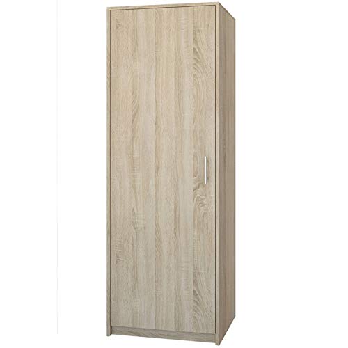 Framire U-42 Kleiderschrank in Sonoma Eiche, 1-türiger Kleiderschrank, Kleiderschrank mit Bar und Regal, Kleiderschrank für das Schlafzimmer, Wohnzimmer, Flur, 180 x 42 x 55 cm von Framire