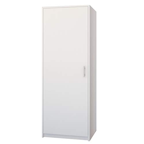 Framire U-42 Kleiderschrank in Weiß, 1-türiger Kleiderschrank, Kleiderschrank mit Bar und Regal, Kleiderschrank für das Schlafzimmer, Wohnzimmer, Flur, 180 x 42 x 55 cm von Framire