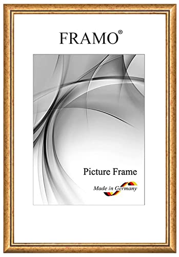 FRAMO Barock Bilderrahmen 11 x 17 cm aus Massivholz | Bordeaux Rot Gold | Farbe/Größe wählbar | Retro Vintage Antik Rahmen N°069 von FRAMO