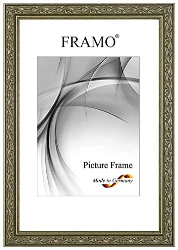 FRAMO Barock Bilderrahmen 12 x 17 cm aus Massivholz | Alt-Silber | Farbe/Größe wählbar | Retro Vintage Antik Rahmen N°093 von FRAMO