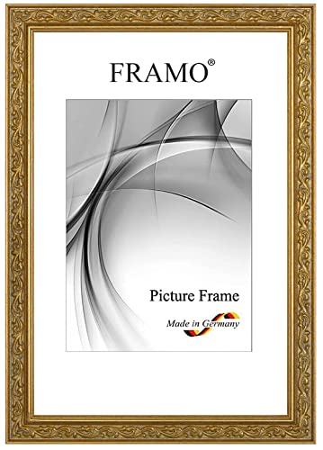 FRAMO Barock Bilderrahmen 29 x 37 cm aus Massivholz | Alt-Gold | Farbe/Größe wählbar | Retro Vintage Antik Rahmen N°096 von FRAMO