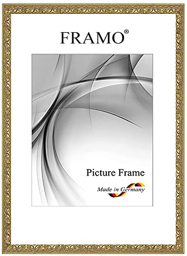 FRAMO Barock Bilderrahmen 48 x 68 cm aus Massivholz | Alt-Gold | Farbe/Größe wählbar | Retro Vintage Antik Rahmen N°109 von FRAMO