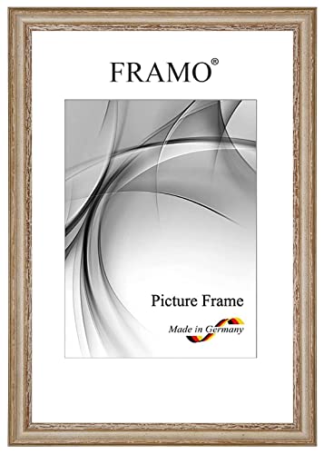 FRAMO Barock Bilderrahmen Landhaus 30 x 40 cm aus Massivholz | Taupe Braun | Farbe/Größe wählbar | Retro Vintage Antik Rahmen N°084 von FRAMO